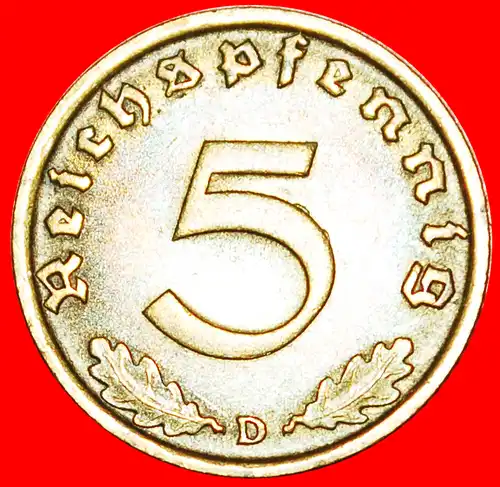 * DRITTES REICH (1933-1945): DEUTSCHLAND ★ 5 REICHSPFENNIG 1938D!!! * THIRD REICH: GERMANY ★ 