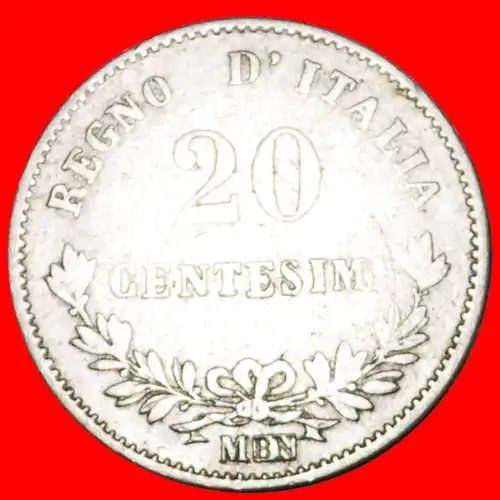 * SILBER: ITALIEN ★ 20 CENTESIMI 1863M BN! Viktor Emanuel II. (1861-1878)  * SILVER:  ITALY ★