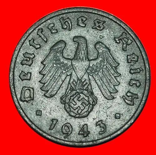 * HAKENKREUZ: DEUTSCHLAND ★ 1 PFENNIG 1943A! TYPE 1940-1945 3. REICH 1933-1945 * THIRD REICH: GERMANY ★