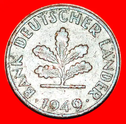 * ERSTE AUSGABE (1948-1949): DEUTSCHLAND ★ 1 PFENNIG 1949D! BANK DEUTSCHER LÄNDER!  * GERMANY ★