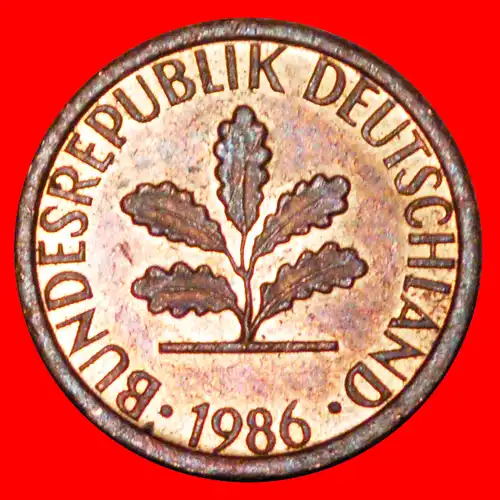 * EICHE (1950-2001): DEUTSCHLAND ★ 1 PFENNIG 1986J VZGL STEMPELGLANZ! * GERMANY ★