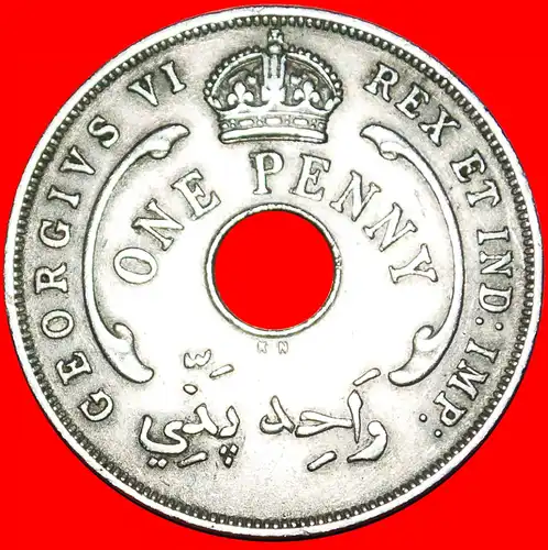 * GROSSBRITANNIEN DAVIDSTERN: BRITISCH-WESTAFRIKA ★ 1 PENNY 1947KN!GEORG VI. (1937-1952)   * GREAT BRITAIN: BRITISH WEST AFRICA ★