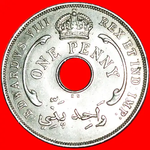 * GROSSBRITANNIEN DAVIDSTERN: BRITISCH-WESTAFRIKA ★ 1 PENNY 1936KN VZGL STEMPELGLANZ!  * GREAT BRITAIN: BRITISH WEST AFRICA ★