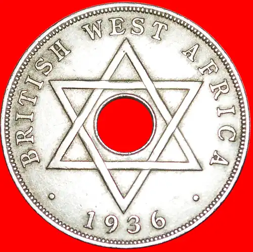 * GROSSBRITANNIEN DAVIDSTERN: BRITISCH-WESTAFRIKA ★ 1 PENNY 1936! * GREAT BRITAIN: BRITISH WEST AFRICA ★