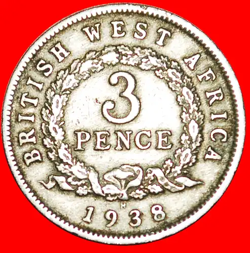 * GROSSBRITANNIEN: BRITISCH-WESTAFRIKA ★ 3 PENCE 1938H! GEORG VI. (1937-1952)  * GREAT BRITAIN: BRITISH WEST AFRICA ★