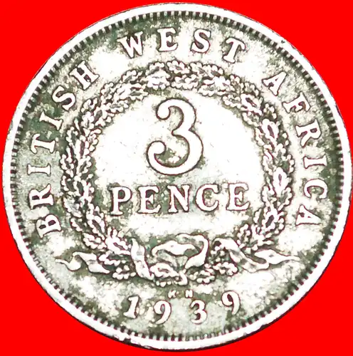 * GROSSBRITANNIEN: BRITISCH-WESTAFRIKA ★ 3 PENCE 1939KN! GEORG VI. (1937-1952)   * GREAT BRITAIN: BRITISH WEST AFRICA ★