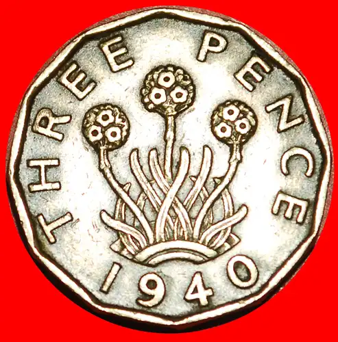 * KRIEGSZEIT (1939-1945): GROSSBRITANNIEN ★ 3 PENCE 1940 GEORG VI. (1937-1952)! * WARTIME: UNITED KINGDOM★ GREAT BRITAIN 