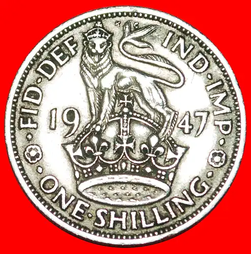 * ENGLISCHER LÖWE: GROSSBRITANNIEN ★ 1 SHILLING 1947 GEORG VI. (1936-1952)! * ENGLISH CREST: UNITED KINGDOM★ GREAT BRITAIN 