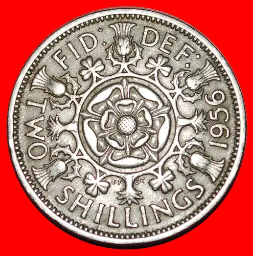 * TUDOR ROSE (1954-1970): GROSSBRITANNIEN ★ FLORIN 1956!  * UNITED KINGDOM★ GREAT BRITAIN 