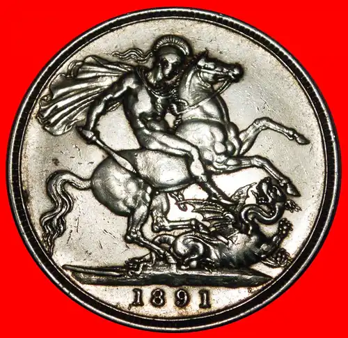 * SILBER (1887-1892): VEREINIGTES KÖNIGREICH ★ 1 CROWN 1891 JUBILÄUMSPORTRÄT VICTORIA (1837-1901)! GROSSBRITANNIEN  * SILVER:  UNITED KINGDOM★ GREAT BRITAIN 