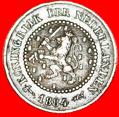 * STEIGENDER LÖWE (1878-1886): NIEDERLANDE ★ 1/2 CENT 1884! WILHELM III. (1849-1890) * NETHERLANDS ★ 