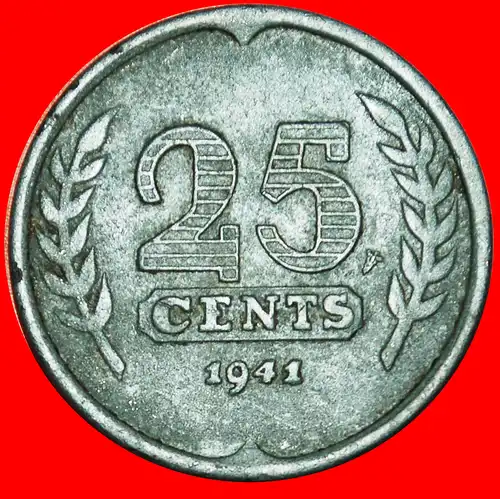 * BESETZUNG DURCH DEUTSCHLAND SCHIFFE (1941-1943): NIEDERLANDE ★ 25 CENTS 1941! FEHLER! * OCCUPATION by GERMANY: NETHERLANDS ★  ERROR