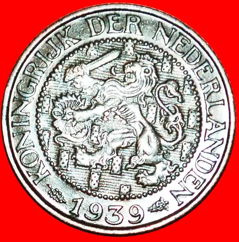 * STEIGENDER LÖWE (1913-1941): NIEDERLANDE ★ 1 CENT 1939! WILHELMINA (1890-1948) * NETHERLANDS ★  