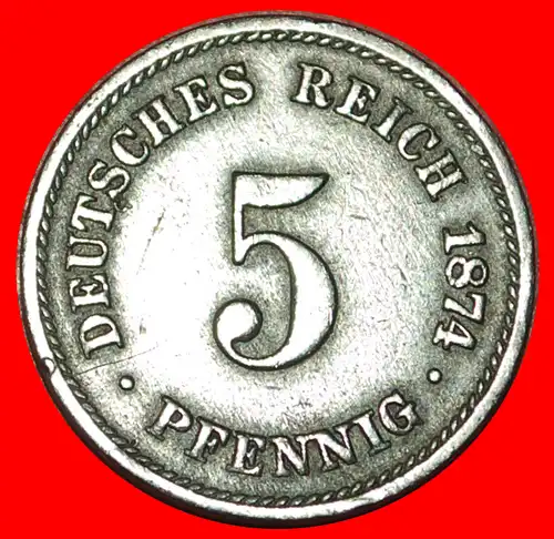 * ADLER (1874-1889): DEUTSCHLAND ★ 5 PFENNIG 1874B! WILHELM I. (1871-1888) * GERMANY ★ 