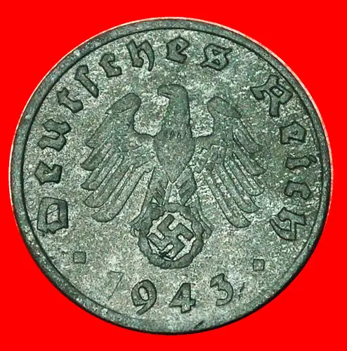 * HAKENKREUZ: DEUTSCHLAND ★ 1 PFENNIG 1943D! 3. REICH 1933-1945 * GERMANY ★ THIRD REICH 1933-1945 