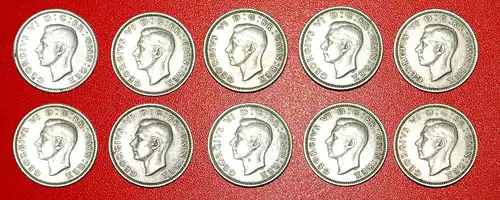 * SET 10 MÜNZEN: GROSSBRITANNIEN ★ 1 SHILLING 1947-1951! GEORG VI.(1937-1952)! *  UNITED KINGDOM ★GREAT BRITAIN