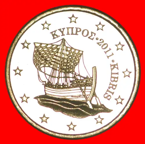 * GRIECHENLAND (2008-2021): ZYPERN ★ 50 CENT 2011 SCHIFF NORDISCHES GOLD STG STEMPELGLANZ! INTERESSANTES JAHR!  * GREECE (2008-2021): CYPRUS ★ 