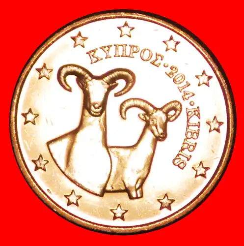 * GRIECHENLAND (2008-2021): ZYPERN ★ 1 CENT 2014 STEMPELGLANZ! MUFFLONS! INTERESSANTES JAHR!    * GREECE: CYPRUS ★ 