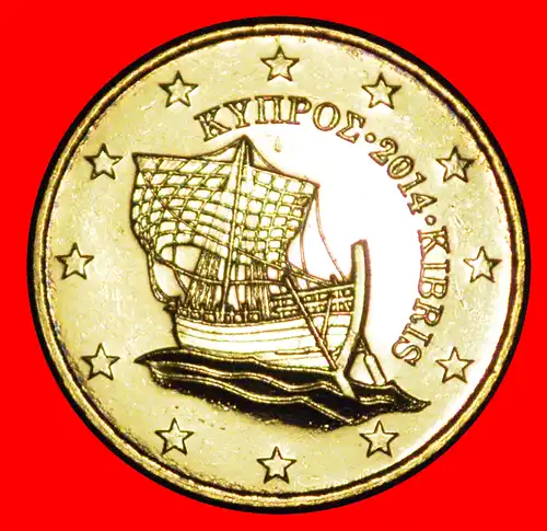 * GRIECHENLAND (2008-2021): ZYPERN ★ 10 CENT 2014! SCHIFF NORDISCHES GOLD STG STEMPELGLANZ! INTERESSANTES JAHR!  * GREECE: CYPRUS ★ 