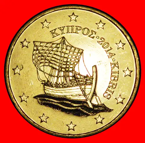 * GRIECHENLAND (2008-2021): ZYPERN ★ 50 CENT 2014! SCHIFF NORDISCHES GOLD STG STEMPELGLANZ! INTERESSANTES JAHR!  * GREECE: CYPRUS ★ 