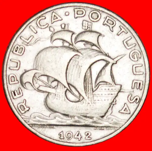 * SCHIFF (1932-1951): PORTUGAL ★ 5 ESCUDOS 1942! SILBER! * SHIP: PORTUGAL ★SILVER!