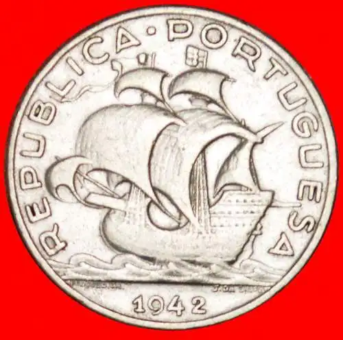 * SCHIFF (1932-1951): PORTUGAL ★ 5 ESCUDOS 1942! SILBER! * SHIP: PORTUGAL ★SILVER!