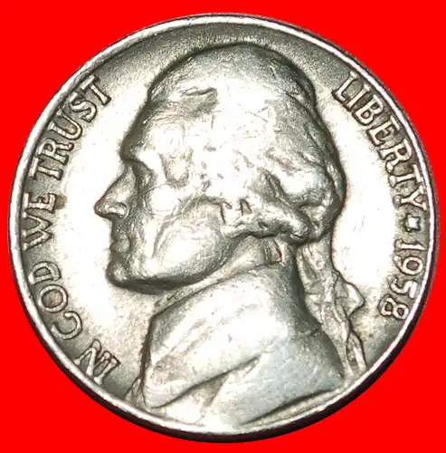 * STERN: USA ★ 5 CENTS 1958D! JEFFERSON (1801-1809)