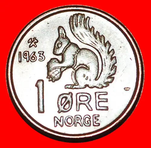 * EICHHÖRNCHEN (1958-1972): NORWEGEN ★ 1 OERE 1963! OLAV V. (1957-1991) * NORWAY ★ 