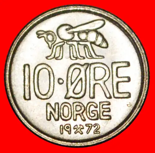 * HONIGBIENE (1959-1973): NORWEGEN ★ 10 OERE 1972 STG STEMPELGLANZ! OLAV V. (1957-1991)  * NORWAY ★ 