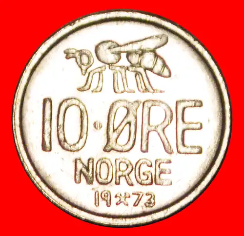 * HONIGBIENE (1959-1973): NORWEGEN ★ 10 OERE 1973 VZGL STEMPELGLANZ! OLAV V. (1957-1991)  * NORWAY ★ 