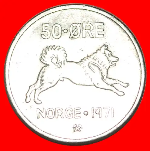 * HUND (1958-1973): NORWEGEN ★ 50 OERE 1971 VZGL STEMPELGLANZ! OLAV V. (1957-1991)  * NORWAY ★ 