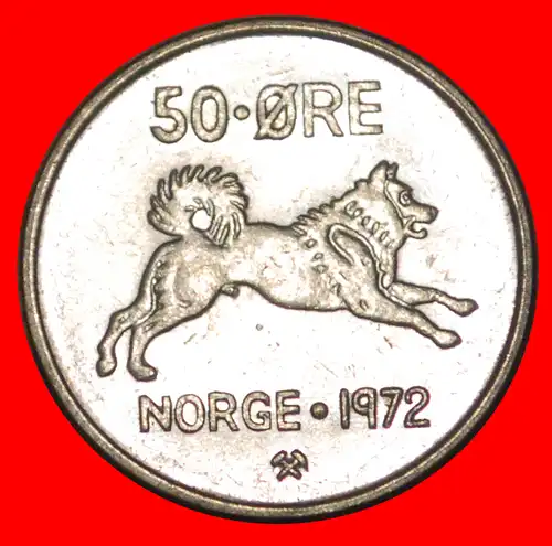 * HUND (1958-1973): NORWEGEN ★ 50 OERE 1972 VZGL STEMPELGLANZ! OLAV V. (1957-1991)  * NORWAY ★ 