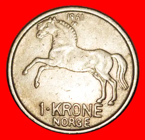 * PFERD (1958-1973): NORWEGEN ★ 1 KRONE 1961! OLAV V. (1957-1991) * NORWAY ★ 