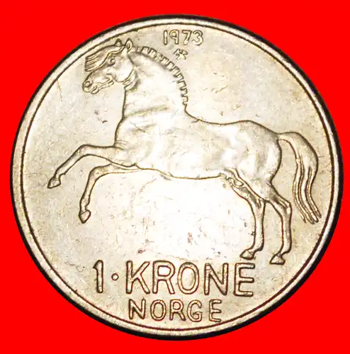 * PFERD (1958-1973): NORWEGEN ★  1 KRONE 1973 VZGL STEMPELGLANZ! OLAV V. (1957-1991) * NORWAY ★ 