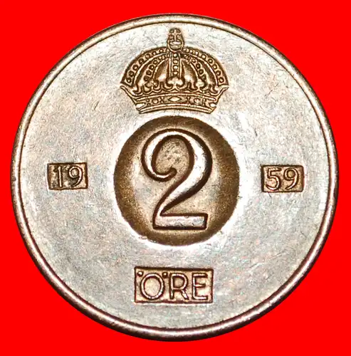 * GEWÜRZTE KRONE (1952-1971): SCHWEDEN ★ 2 OERE 1959TS! * SWEDEN ★