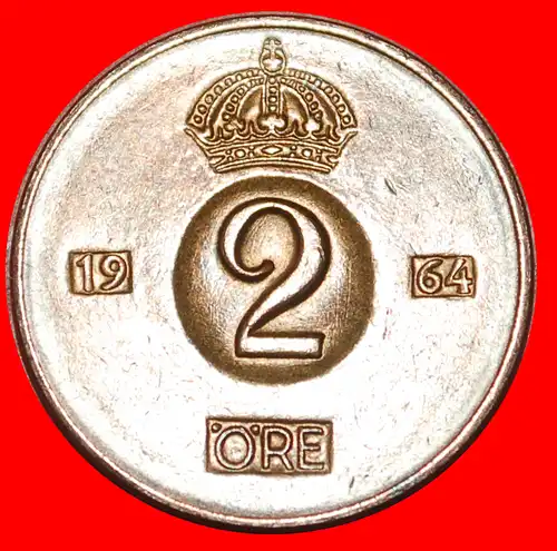 * GEWÜRZTE KRONE (1952-1971): SCHWEDEN ★ 2 OERE 1964U OHNE 0! * SWEDEN ★