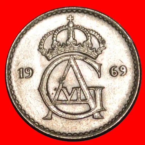 * MONOGRAMM (1962-1973): SCHWEDEN ★ 25 OERE 1969U VZGL STEMPELGLANZ! GUSTAV VI. ADOLF (1950-1973) * SWEDEN ★