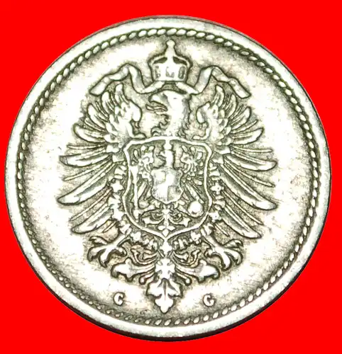 * ADLER (1874-1889): DEUTSCHLAND ★ 5 PFENNIG 1889G TIEFSTEHENDER 9! SELTEN! WILHELM II. (1888-1918) VERÖFFENTLICHT WERDEN! *  GERMANY ★ LOW 9 VERY RARE!  JUST PUBLISHED!