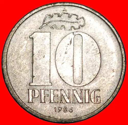 * HAMMER UND ZIRKEL (1963-1990): DEUTSCHLAND DDR ★ 10 PFENNIG 1986A ENTDECKUNG MÜNZE! uSTG STEMPELGLANZ UNGEWÖHNLICH! * GERMANY ★DISCOVERY COIN! UNCOMMON!