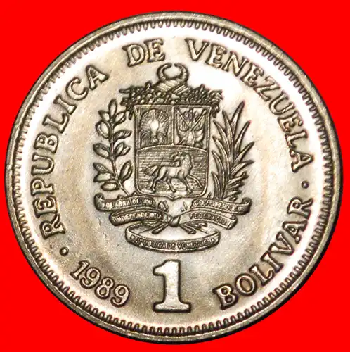 * DEUTSCHLAND: VENEZUELA ★ 1 BOLIVAR 1989 STG STEMPELGLANZ! BOLIVAR (1783-1830) * GERMANY: VENEZUELA ★ 