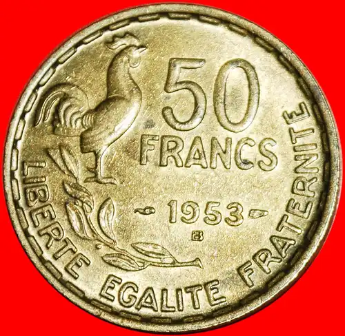 * HAHN (1950-1958): FRANKREICH ★ 50 FRANCS 1953B! uSTG STEMPELGLANZ! UNGEWÖHNLICH!  * ★ FRANCE ★  UNCOMMON!