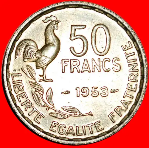 * HAHN (1950-1958): FRANKREICH ★ 50 FRANCS 1953! VZGL STEMPELGLANZ!  * ★ FRANCE ★  