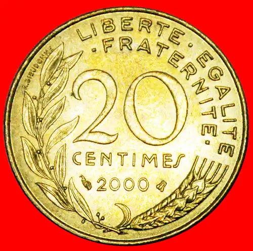 * JAHRTAUSEND: FRANKREICH ★ 20 CENTIMES 2000 STG!  * ★ FRANCE ★  