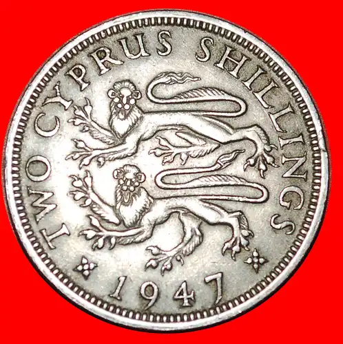 * GROSSBRITANNIEN (1947-1949): ZYPERN ★ 2 SHILLINGS 1947! UNGEWÖHNLICH! * GREAT BRITAIN: CYPRUS ★ UNCOMMON!
