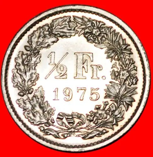 * OHNE STERN: SCHWEIZ ★ 1/2 FRANKEN 1975 uSTG STEMPELGLANZ! ENTDECKUNG MÜNZE! * SWITZERLAND ★ DISCOVERY COIN! 