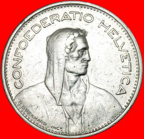 * WILHELM TELL (1931-2022): SCHWEIZ ★ 5 FRANKEN 1932B! SILBER! ENTDECKUNG MÜNZE! * SWITZERLAND ★ DISCOVERY COIN!  SILVER!