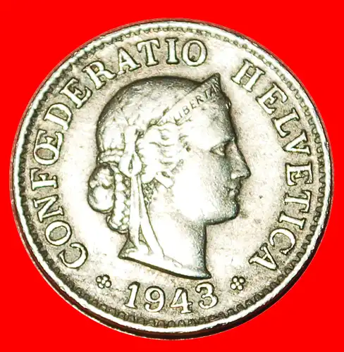 * FREIHEIT (1879-2022): SCHWEIZ ★ 5 RAPPEN 1943B KRIEGSZEIT (1939-1945) ENTDECKUNG MÜNZE! * SWITZERLAND ★ DISCOVERY COIN!  
