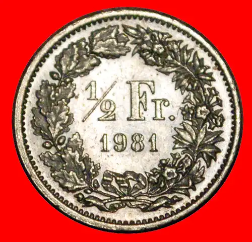 * OHNE STERN (1875-1982): SCHWEIZ ★ 1/2 FRANKEN 1981 VZGL STEMPELGLANZ! ENTDECKUNG MÜNZE! * SWITZERLAND ★ DISCOVERY COIN!  