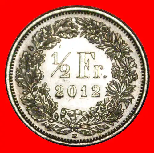 * MIT ZUSÄTZLICHEM STERN (1875-2022): SCHWEIZ ★ 1/2 FRANKEN 2012B VZGL STEMPELGLANZ! ENTDECKUNG MÜNZE! * SWITZERLAND ★ DISCOVERY COIN!  