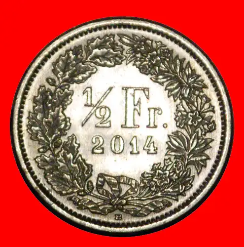 * MIT ZUSÄTZLICHEM STERN (1875-2022): SCHWEIZ ★ 1/2 FRANKEN 2014B uSTG STEMPELGLANZ! ENTDECKUNG MÜNZE! * SWITZERLAND ★ DISCOVERY COIN!  